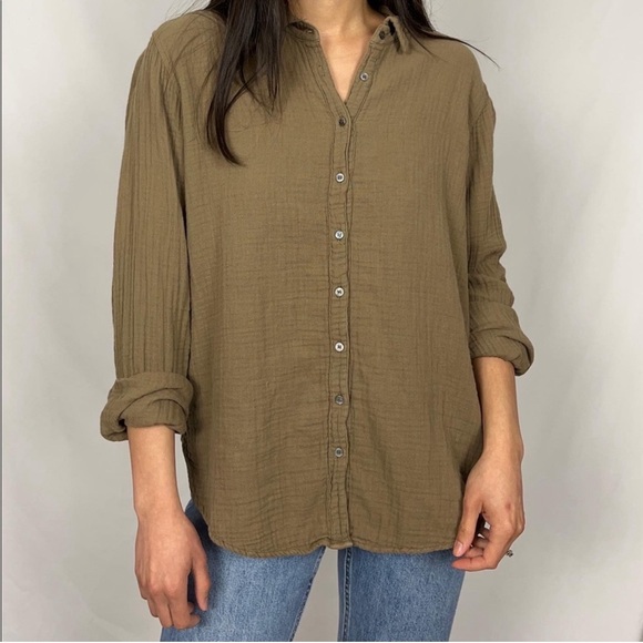 XiRENA gauzy cotton Scout Chelsea (olive) shirt M - Picture 2 of 5